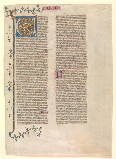 V. kezdőbetű Nehémiás kommentárjából, a hat illusztrált levél egyike..., kb. 1360-1380. alkotó: Nicholas of Lyra