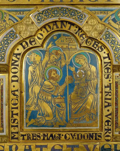 A bölcsek imádása, a verduni oltárról (réz) alkotó: Nicholas of Verdun