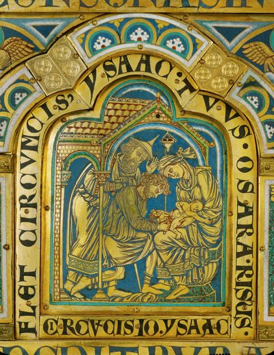 Izsák körülmetélése ... (zománc aranyozott rézre) alkotó: Nicholas of Verdun