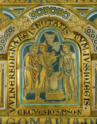 Sámson körülmetélése ... (zománc aranyozott rézre) alkotó: Nicholas of Verdun