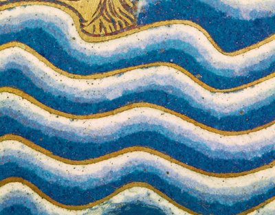 Az özönvíz hullámai, a Verdun-i oltár Noé bárkája című táblájáról ... (zománcozott zománcplakett aranyozott rézre, pempli technikával). alkotó: Nicholas of Verdun