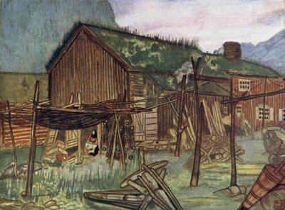 Norvégia: halászhálók Sundalsorenben (színes litho) alkotó: Nico Jungman