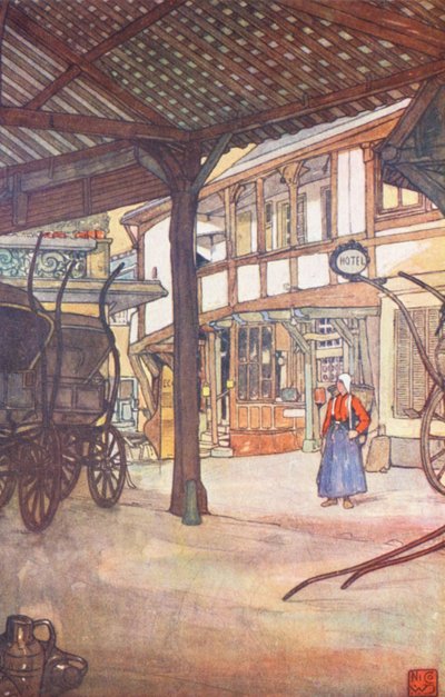 An Hotel Courtyard, Rouen (színes litográfia) alkotó: Nico Jungmann