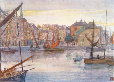 Quai Sainte Catherine, Honfleur (színes litográfia) alkotó: Nico Jungmann