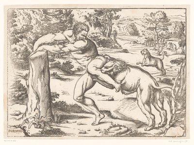 Croton Milót megtámadta egy oroszlán alkotó: Nicolò Boldrini (attributed to)