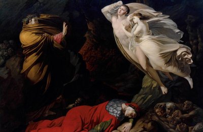 Francesca da Rimini Dante poklában, 1810. alkotó: Nicola Monti