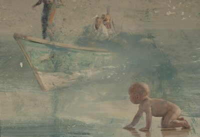 Gyermek a tengerparton, 2016 (olaj, vászon) alkotó: Nicola Pucci
