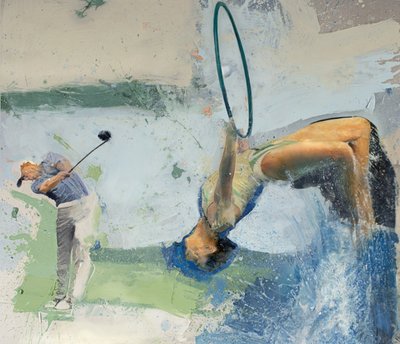 Golfozó búvárral és karikával, 2023 (olaj, vászon) alkotó: Nicola Pucci