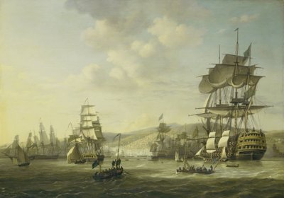 Az angol-holland flotta az algíri öbölben A keresztény rabszolgák kiszabadítására vonatkozó ultimátum támogatása, 1816. augusztus 26. Négy epizód az angol-holland flotta jelenléte során az Algír-öbölben, 1816. augusztus 26-27. (sorozat címe) alkotó: Nicolaas Baur