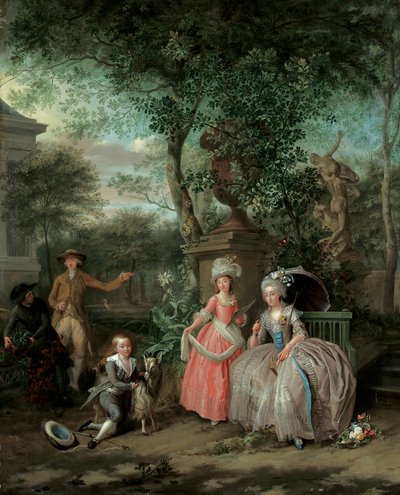 Családi csoportkép a díszkertben, 1791 alkotó: Nicolaas or Nicolaes Muys