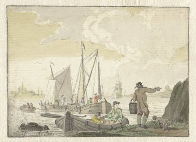 Kilátás a folyóra hajókkal alkotó: Nicolaes Aartman
