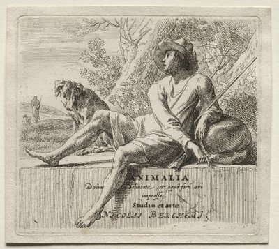 Animalia: Frontispiece, Shepherd and Dog alkotó: Nicolaes Berchem