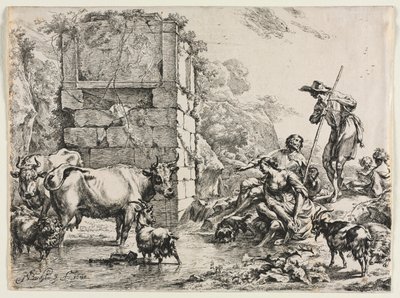 A tehén iszik alkotó: Nicolaes Berchem