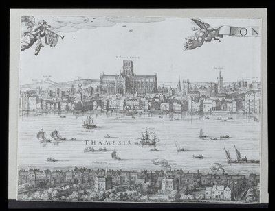 Panoráma Londonról és a Temzéről, második rész a Szent Pál-székesegyház és a Globe Színház bemutatásával, c. 1600 (lásd még: 64730-32) (a részleteket lásd: 92085) alkotó: Nicolaes Jansz Visscher