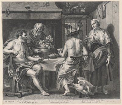 Jupiter és Merkúr szórakoztatta Philemon és Baucis alkotó: Nicolaes Lauwers, after Jacob Jordaens