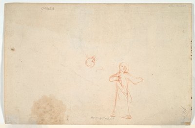 Ábrahám szórakoztatja az angyalokat (recto); Álló nő és fejet tanulmányoz (fordítva) alkotó: Nicolaes Maes