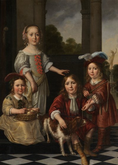 Négy gyerek portréja (olaj, vászon) alkotó: Nicolaes Maes
