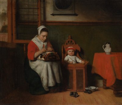 A csipkeverő, kb. 1656. alkotó: Nicolaes Maes