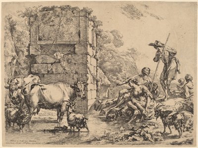 Tehén ivás alkotó: Nicolaes Pietersz Berchem