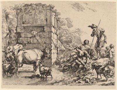 Tehén ivás alkotó: Nicolaes Pietersz Berchem