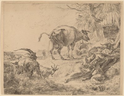 Tehén Pissing alkotó: Nicolaes Pietersz Berchem