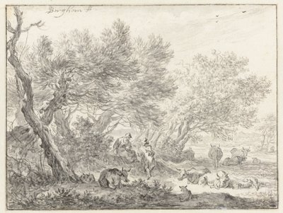 Pásztorok és szarvasmarhák egy facsoport közelében alkotó: Nicolaes Pietersz Berchem