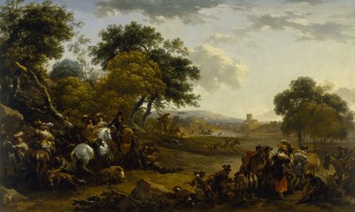 Tájkép vadászokkal alkotó: Nicolaes Pietersz. Berchem