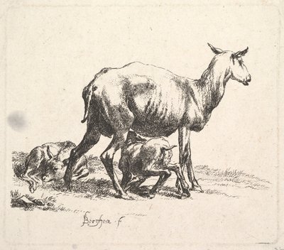 Juhok bárányápolással. alkotó: Nicolaes Pietersz. Berchem