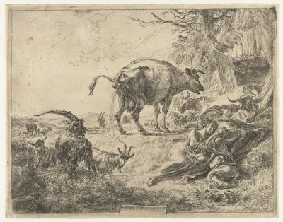 Alvó pásztorcsalád és pihenő állatállomány alkotó: Nicolaes Pietersz Berchem