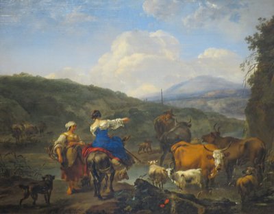 Szarvasmarhák egy kietlen helyen alkotó: Nicolaes Pieterszoon Berchem