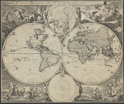 A világ új és legpontosabb térképe, 1690 körül alkotó: Nicolaes Visscher