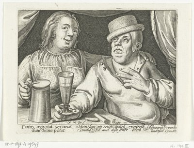 Férfi és nő iszik alkotó: Nicolaes de Bruyn
