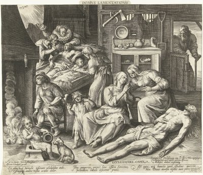 Gyászsal teli ház Domus Lamentationis (cím a tárgyon) alkotó: Nicolaes de Bruyn