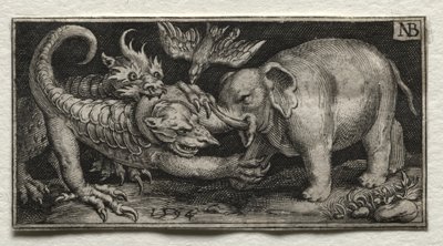 Elefánt harcol két vadállat ellen alkotó: Nicolaes de Bruyn