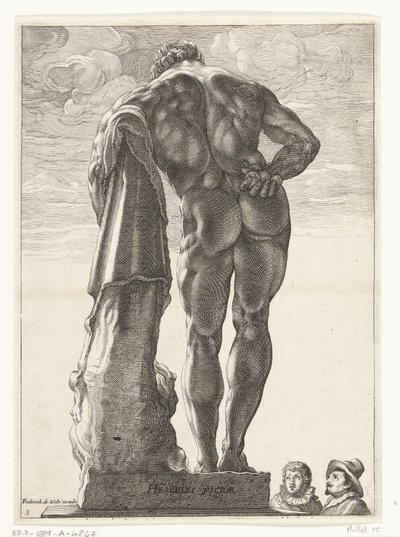 Herkules Farnese Hercules Victor (cím a tárgyon) Három antik szobor Rómában Goltzius után (sorozat címe) alkotó: Nicolaes de Bruyn