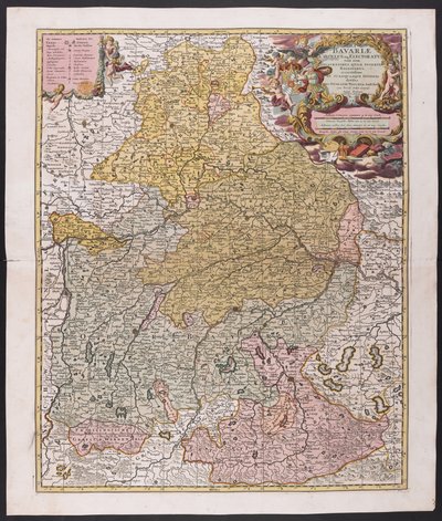 Bajorország térképe,  Nicolaes Visscher térképész,  1730 körül alkotó: Nicolaes the Elder (after) Visscher