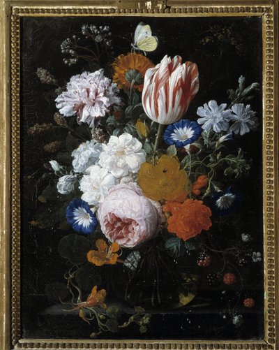 Virágok üvegvázában alkotó: Nicolaes van Veerendael