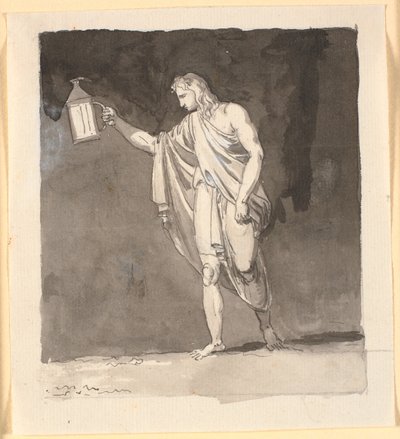 Diogenes fénylik a sötétben lámpással alkotó: Nicolai Abildgaard