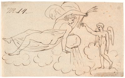 Eros és egy lebegő nő alkotó: Nicolai Abildgaard