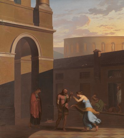 A rabszolga Davus és a szolgálólány Mysis. Terence Andriától. alkotó: Nicolai Abildgaard