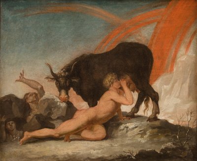 Ymir szoptatta a tehenet Audhumla alkotó: Nicolai Abildgaard