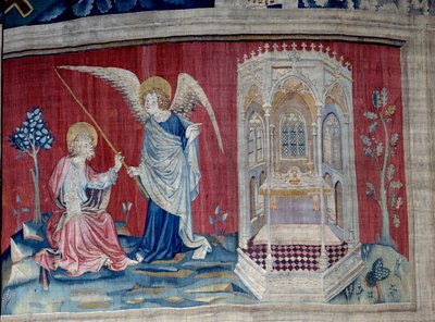 Jelenések akasztása (1373-1383), n. 27: Szent János és az angyal. Nicolas Bataille (1330-1405) kárpitja alkotó: Nicolas Bataille