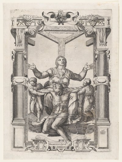 Pietà angyalokkal a kereszt előtt, 1547., 1547. alkotó: Nicolas Beatrizet