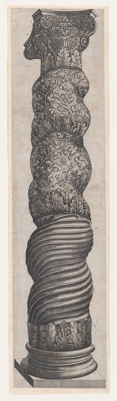 A római nagyszerűség tükre: Groteszk kanyargós oszlop Szentpétervárban Péter, 16. század..., 16. század. alkotó: Nicolas Beatrizet
