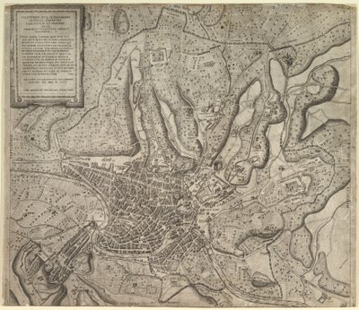 Róma kilátása nyugatról, 1557 alkotó: Nicolas Beatrizet