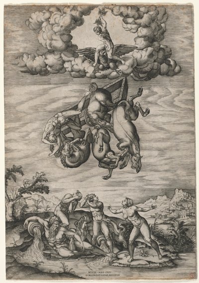 Phaeton bukása, c. 1545. alkotó: Nicolas Beatrizet