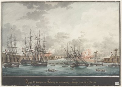 A Palembangi akkumulátorok megtekintése a győzelem után délután - 12 óra. 1821. július 24-én (cím a tárgyon) alkotó: Nicolas Cammillieri
