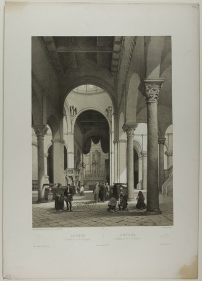Ancona: Szent Szirákusz belseje, 38. tábla az Italie Monumentale et Pittoresque című műgyűjteményből. alkotó: Nicolas Chapuy