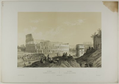 Róma: A Colosseum és a konstantinápolyi boltív, 38. tábla az Italie Monumentale et Pittoresque című könyvből. alkotó: Nicolas Chapuy