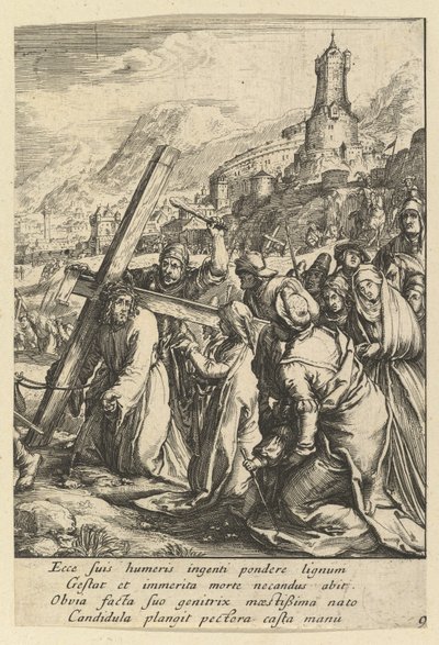 A keresztet hordozó Krisztus, Krisztus szenvedéséből, 17. század közepe. alkotó: Nicolas Cochin
